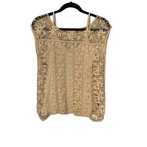 Kenar Cream Lace Sleeveless Top with Camisole – Size Medium